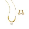 Picture of A²OTP Golden Pearl Accent Jewelry Set (Necklace + Earrings) - Vintage Light-Luxury Elegant Style - Daily Versatile Piece – Perfect Gift for Her on Birthdays/Anniversaries