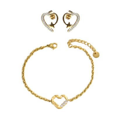 Picture of A²OTP Women's Rhinestone Heart Star Jewelry Set (Earrings + Bracelet) – Chic Sweet-Cool Style – Perfect Gift