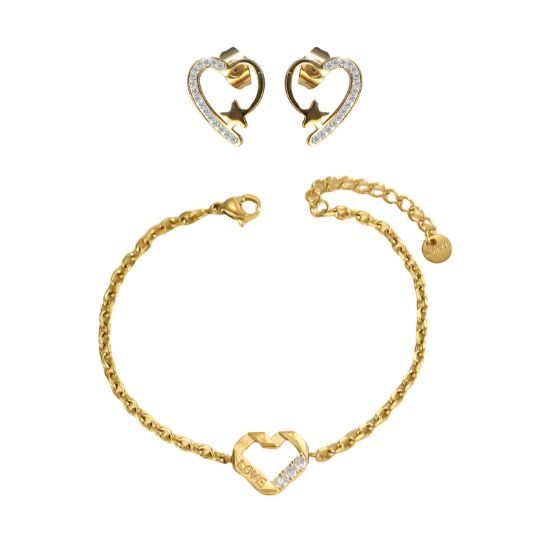 Picture of A²OTP Women's Rhinestone Heart Star Jewelry Set (Earrings + Bracelet) – Chic Sweet-Cool Style – Perfect Gift