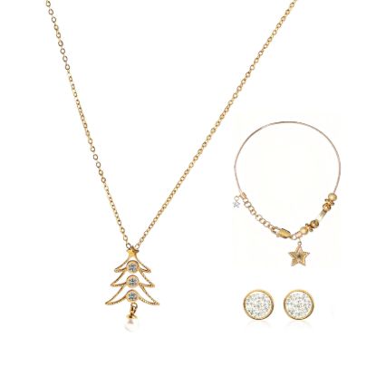 Picture of A²OTP Women's Festive Christmas Accent Jewelry Set (Necklace + Earrings + Bracelet) – Sparkling Holiday Chic – Perfect Gift