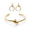 Picture of A²OTP Elegant Gold Knot Earrings and Bracelet Set - Stylish and Simple - The Perfect Gift for Birthdays/Valentine's Day/Anniversaries