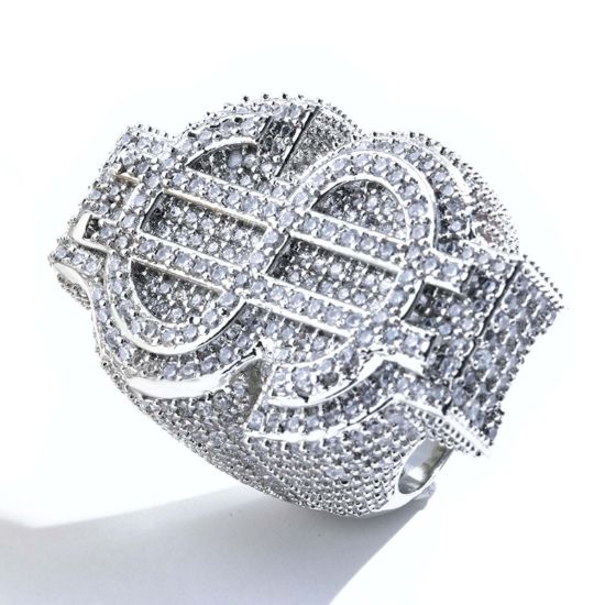 Picture of A²OTP Diamond-Encrusted Dollar Sign Ring (Unisex) - Hip-Hop Style - Stylish and Versatile - Perfect Gift Choice